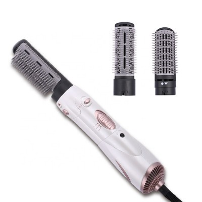 One-step 2 in 1 interchangeable hot air brush rotating electric hair straightener brush